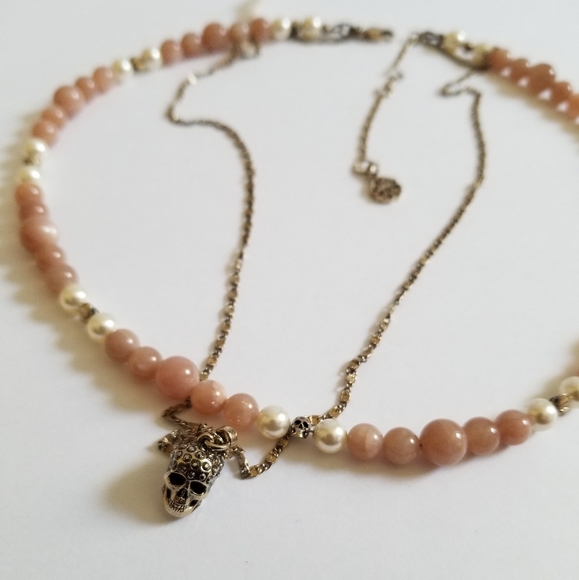 Alexander McQueen Layered Skull Beads Necklace Bronze Pink - Picture 7 of 11